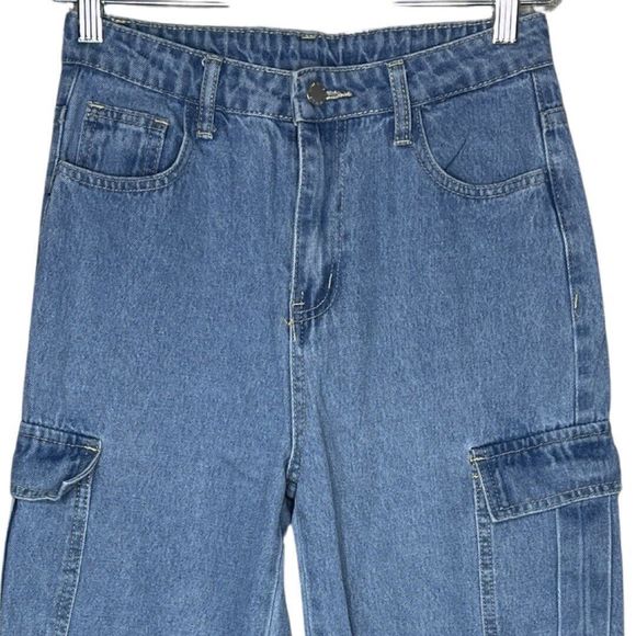SHEIN Kids Blue Cargo Jeans - Picture 3 of 6